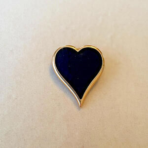 Vintage Sarah Coventry Black Enamel Heart Gold Brooch Pin 3/4"